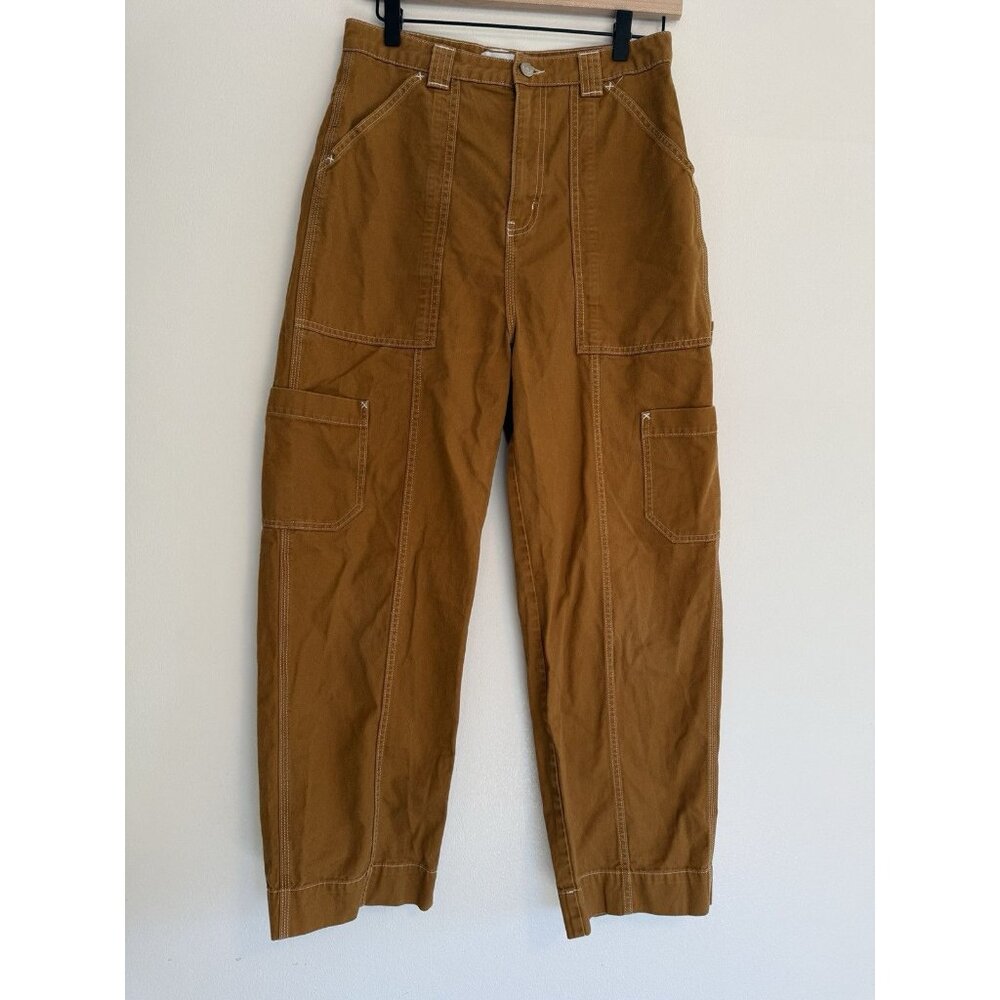 Weekday Julian Workwear Wide Leg Cargo Pants Trousers Size 38 Orange Y2K